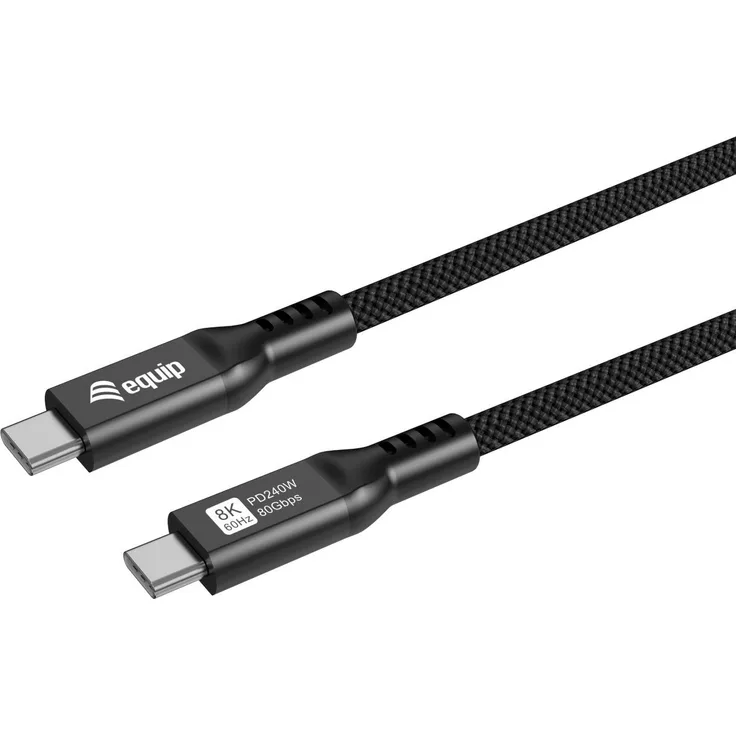 Equip USB 4 C-zu-C Kabel, 1,20 m, 80 Gbps, PD 240W, Schwarz
