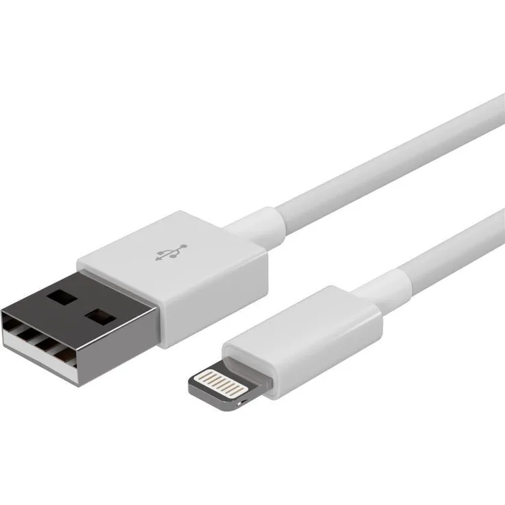 S/CONN maximum connectivity Flexline-USB Lade-Sync Kabel, USB A auf 8-Pin, 2.0, 2m, weiß, 480 Mbit/s, ABS