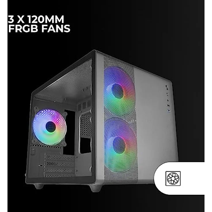 Mars Gaming MC-400, PC-Tower-Gehäuse in Schwarz mit Doppelseitigem Kammerdesign und RGB-Kühlung für Micro-ATX und Mini-ITX Systeme – Bild 3
