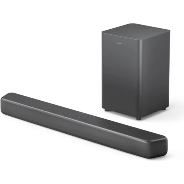 Philips TAB5309 Soundbar 2.1 mit drahtlosem Subwoofer - 2,1 Kanal 240W, DTS Virtual X, Bluetooth 5.4, HDMI ARC, optische Verbindung und USB-Konnektivität - Dunkelgrau