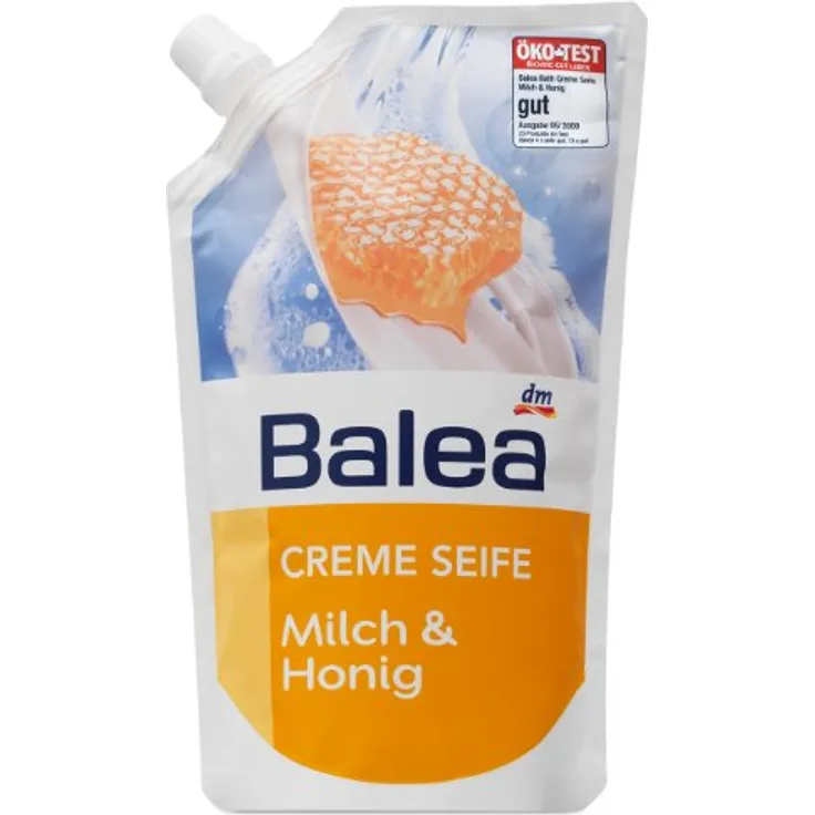Balea Creme Seife Milch & Honig, Nachfüllpack 2er Pack (2 x 500 ml) – Sanfte Handreinigung für geschmeidige Haut