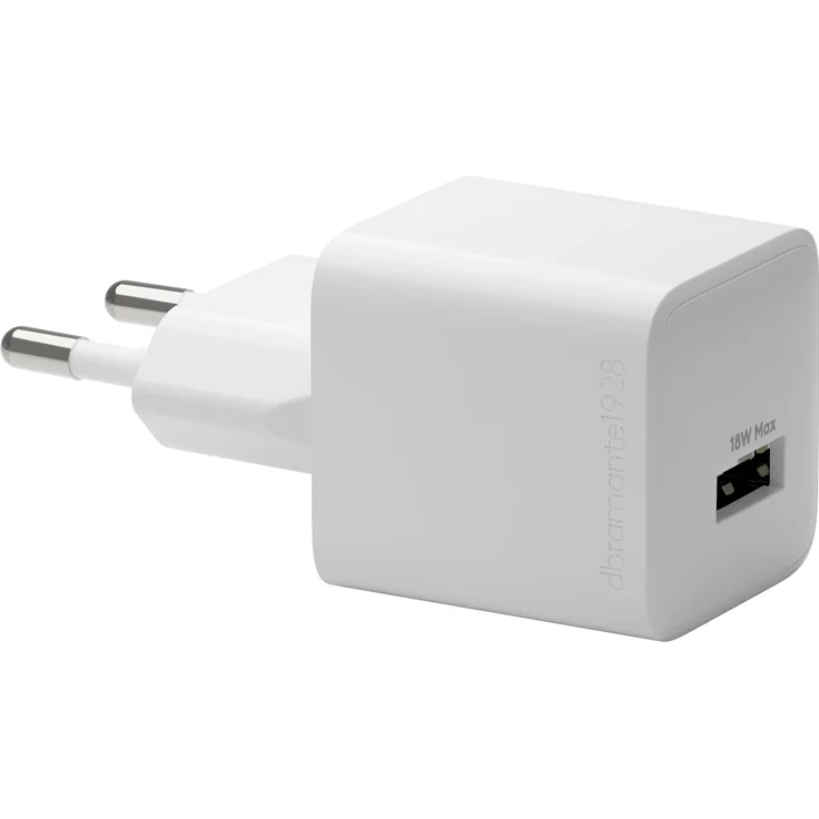 dbramante1928 WALL CHARGER - USB-A 18W EU, Kompaktes USB-Ladegerät aus 100% recyceltem Kunststoff, Weiss