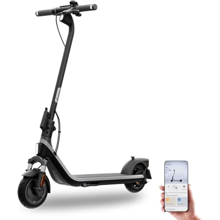 Segway-Ninebot E2 D II - Elektroroller mit Straßenzulassung, Federung & Blinker, 20 km/h, 450W Leistung, 25km Reichweite, 90kg Tragkraft, klappbar - App - Schwarz