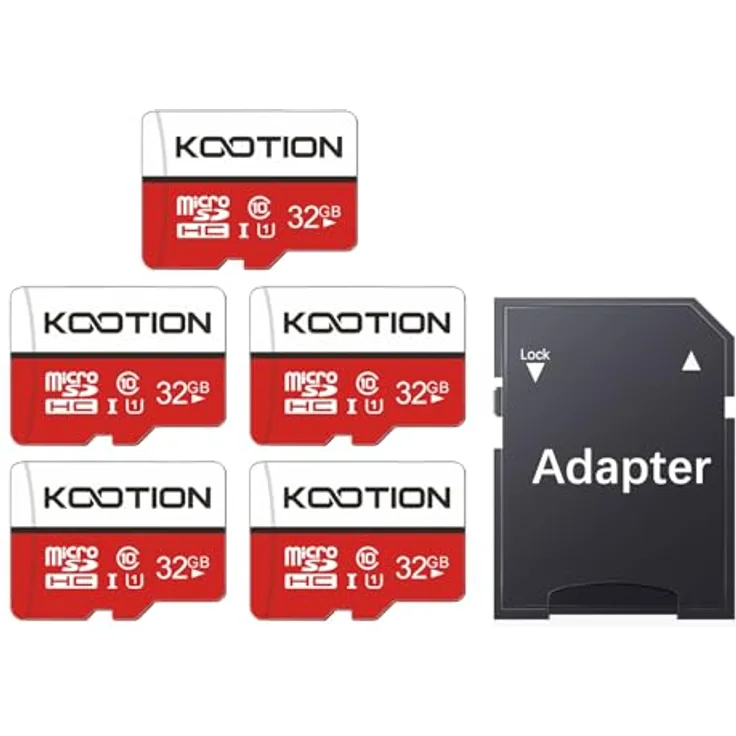 KOOTION Micro SD Karte 32GB Class 10 5er Pack, UHS-I A1 U1, hohe Lesegeschwindigkeit, wasserbeständig, bunt