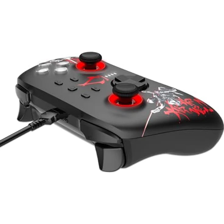Trade Invaders Wired PC Controller - Assassin's Creed Shadows, ergonomischer Gaming-Controller für PC, Switch und Android, schwarz-rot, 3 Meter Kabel – Bild 3