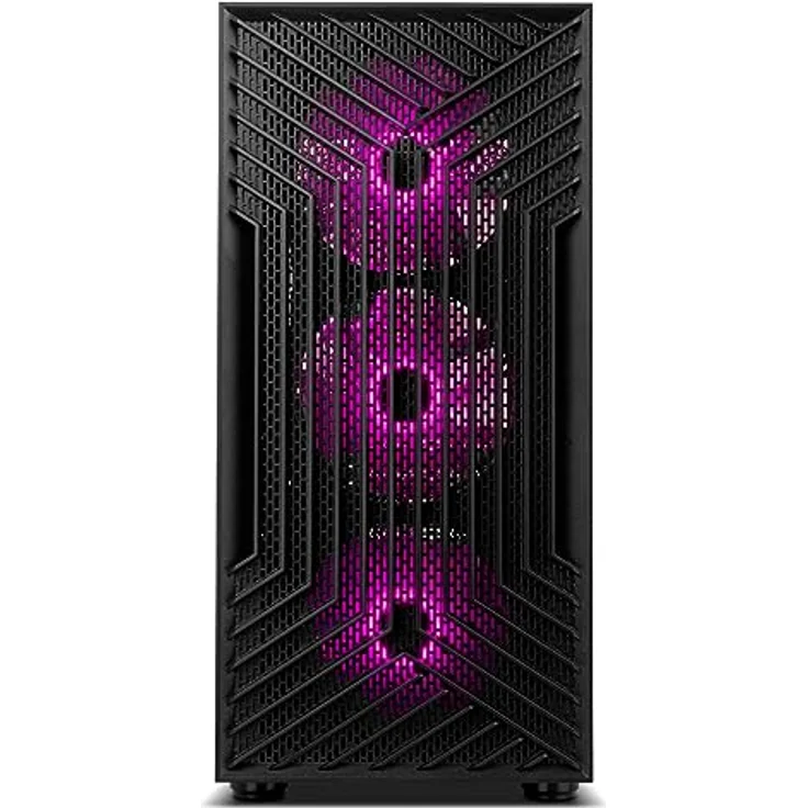 NOX XTREME PRODUCTS Infinity Epsilon - Mid-Tower M-ATX/ITX ARGB Rainbow, Front Mesh,Seitenteil aus gehärtetem Glas, 4 eingebaute Lüfter, Grafikkarten kompatibel bis 310mm, USB 3.0, Schwarz – Bild 2