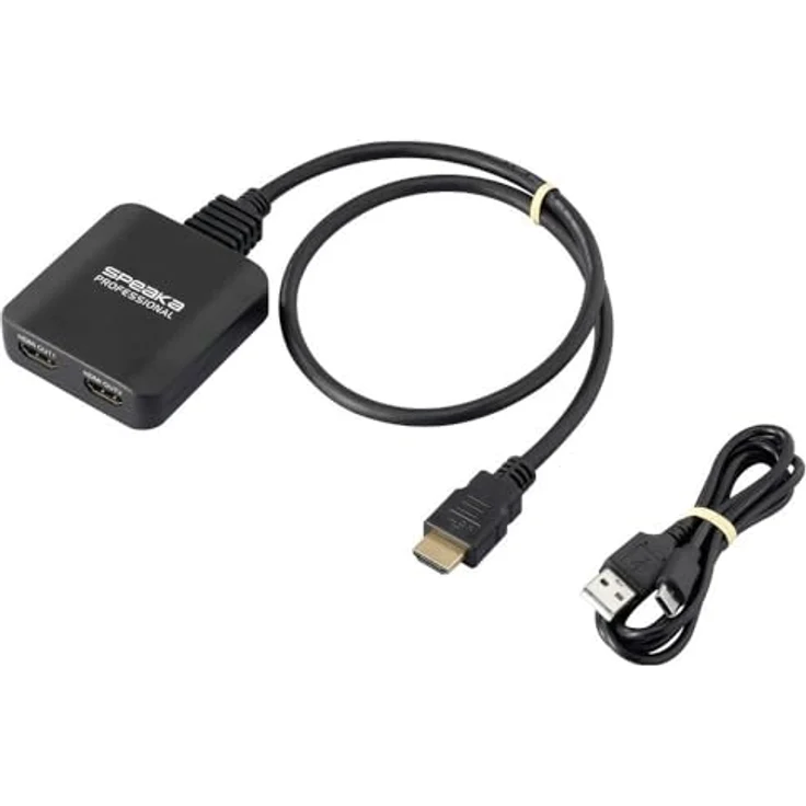 Speaka Professional SP-HDMIS-300 2 Port HDMI-Splitter, Ultra HD-fähig bis 7680 x 4320 Pixel, Schwarz, 48 Gbps, Unterstützung für Dolby Atmos und DTS:X – Bild 1