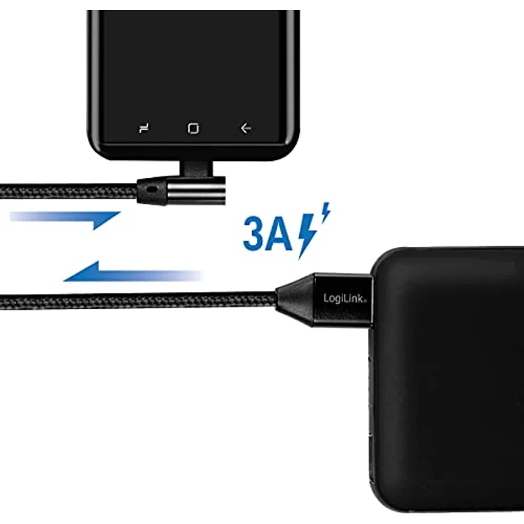 Logilink - USB-Kabel - USB-C (M) gewinkelt bis USB (M) gerade - USB 2.0 - 5 V - 3 A - 30 cm - Schwarz (CU0137) – Bild 5