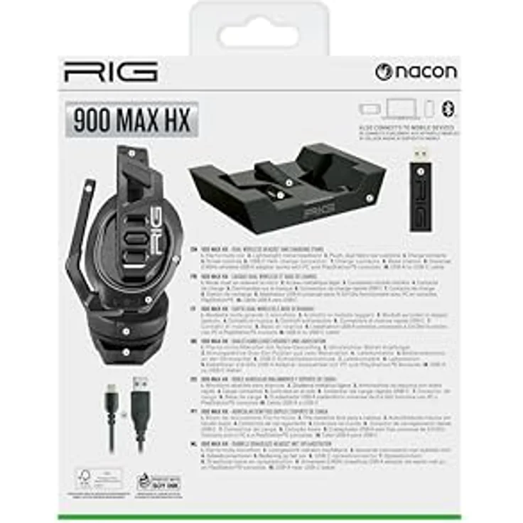 NACON RIG900 HX On-ear Gaming Headset, Bluetooth, kompatibel mit Xbox, PlayStation und PC, schwarz, Dualmodus, 50 Stunden Akkulaufzeit, geräuschisolierende Ohrmuscheln, Mikrofon mit Geräuschunterdrückung – Bild 3