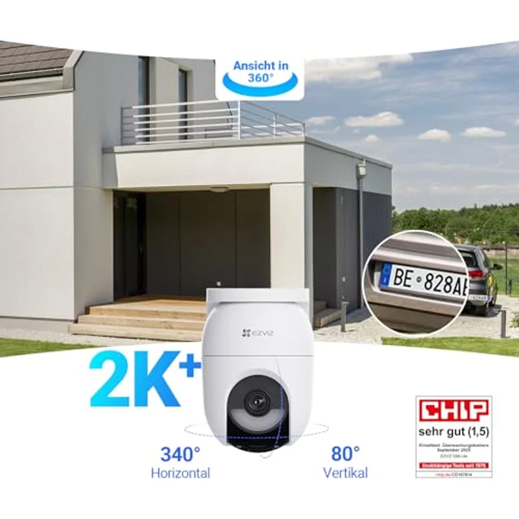 EZVIZ CB8 Lite, 4MP PTZ WLAN-Außenkamera mit 360° Überwachung, Farbnachtsicht, KI Personen- und Fahrzeugerkennung, 2-Wege-Audio, inkl. 5W Solarpanel – Bild 3