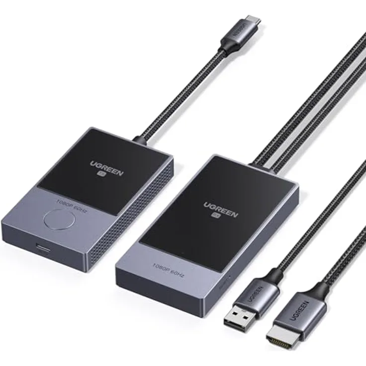 UGREEN Wireless USB-C Transmitter und Receiver, 1080P@60Hz, 5G WLAN, 50m Reichweite, PD 60W, Plug & Play, kompakt