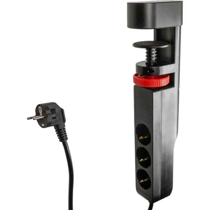 FeinTech MD833 Tischsteckdose klemmbar 3 Fach Steckdose mit 2X USB und 1x USB-C PD (20W), Schreibtisch Steckdosenleiste mit Schalter, 3m Kabel, schwarz – Bild 2