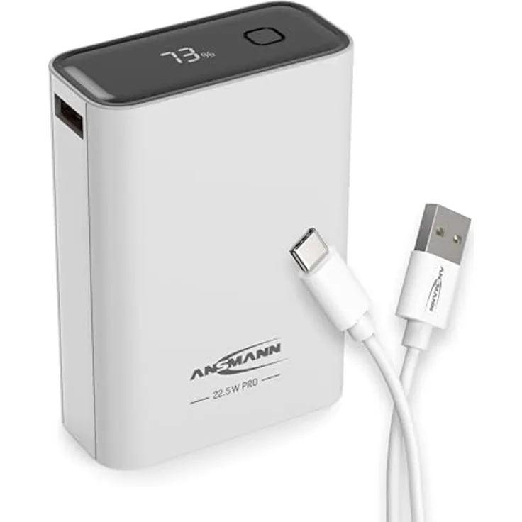 ANSMANN Powerbank 22,5 W PB322PD - Externer Akku mit Einer Kapazität von 20.000 mAh - Notstrombatterie mit USB-A- und USB-C-Anschlüssen, ideal für Smartphones, Tablets, Laptops, Handheld-Konsolen