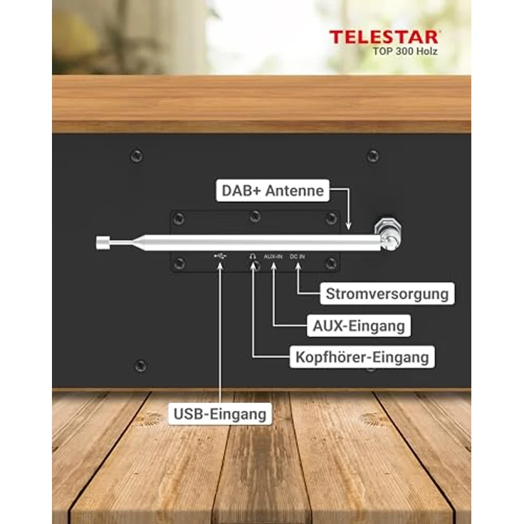Telestar Top 300, Internetradio mit DAB+, FM, Bluetooth 5.3, WLAN und CD-Player, Braun – Bild 14