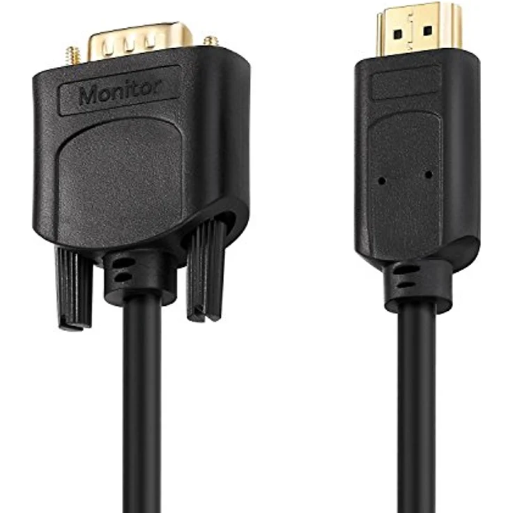 HDSupply HC110-015 HDMI-VGA 1080P Kabel, HDMI-A Stecker auf VGA-Stecker mit zusätzlichem Klinkenkabel, vergoldete Kontakte, 1,5m, schwarz – Bild 6