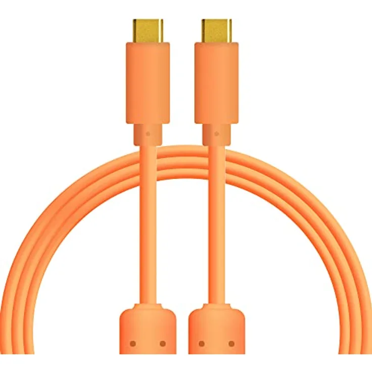 DJ TechTools Chroma Cable USB-C zu C orange, hochwertiges USB 2.0 Kabel (vergoldete USB-Kontakte, Ferrit Kern, 1,0m lang, Adapterkabel, integrierter Klettkabelbinder), Orange