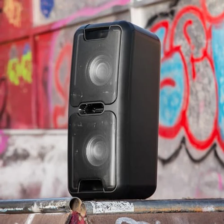 Reflexion PS08BT DJ Karaoke PA-Anlage, mobil mit Akku und Lichteffekten (Bluetooth, USB, AUX, Mikrofon, 480 Watt), schwarz – Bild 3