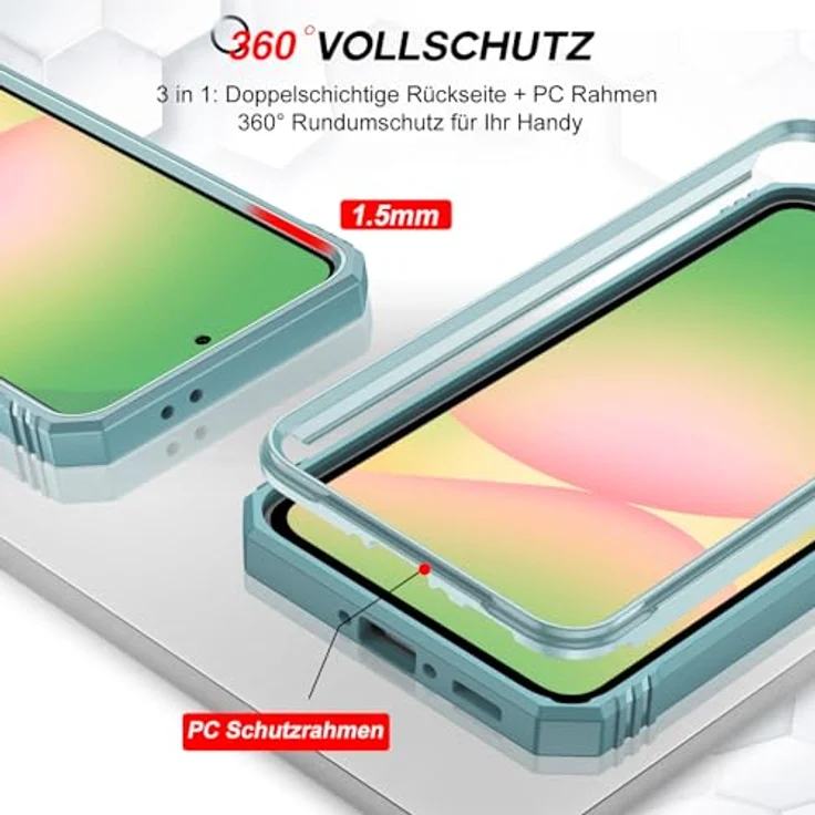 LeYi Samsung Galaxy A56 5G Hülle, Militärisch Stoßfest mit Kameraschutz Slide Cover und Rotierender Ringhalterung, Robustes Case in Grün mit 2 Panzerglas-Schutzfolien – Bild 5