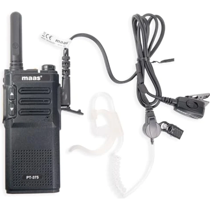 MAAS 5er Team-Set PT-375, PMR446 Funkgeräte im Funkkoffer mit 99 Kanälen, spritzwassergeschützt, inklusive Securityheadsets und Li-Ionen-Akku 2300 mAh – Bild 4