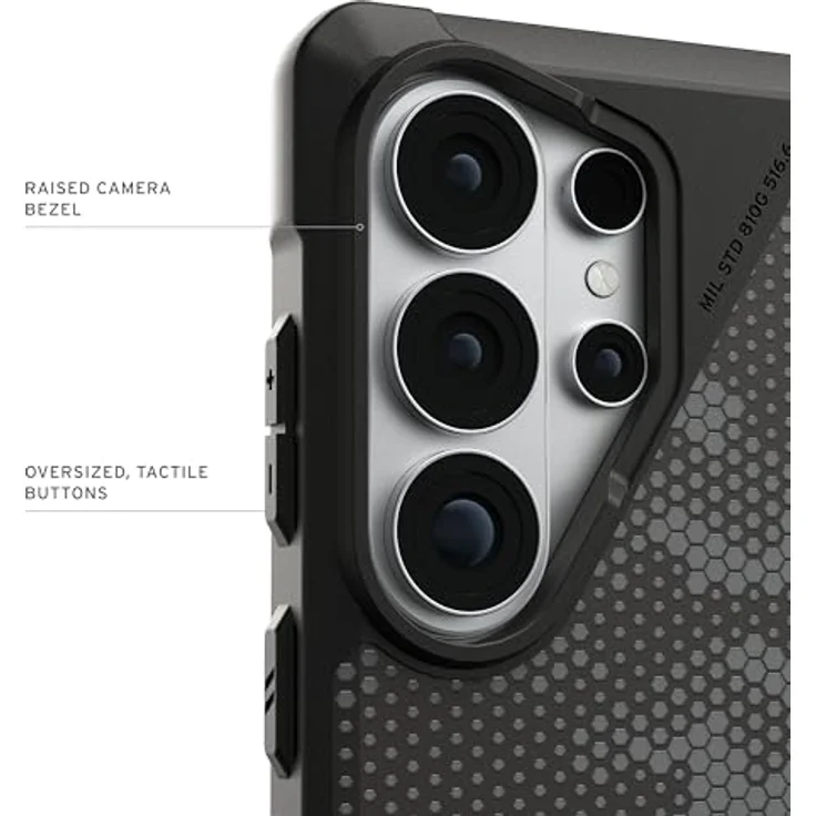 URBAN ARMOR GEAR Metropolis LT Case für Samsung Galaxy S26 Ultra, stoßabsorbierende Hülle in Micro Hex Camo Graphite, kompatibel mit Wireless Charging (Qi) und magnetischer Aufladung, Militärstandard zertifiziert – Bild 4