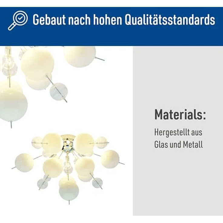 Näve Leuchten - Deckenleuchte Explosion aus Metall und Glas für G9 Leuchtmittel (max. 28 W) - Weiß, 57 cm – Bild 4