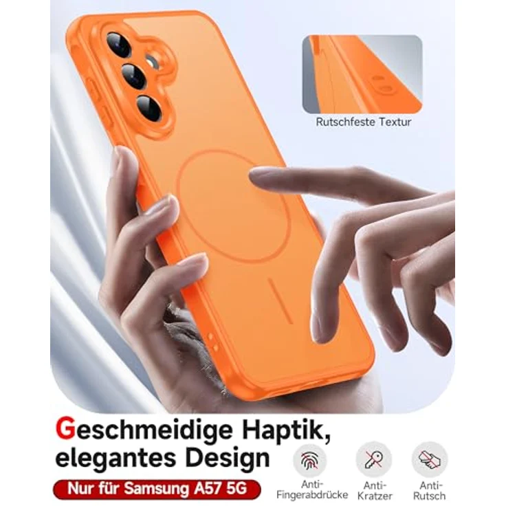 LeYi für Samsung Galaxy A57 5G Hülle, Ultra Dünn Magnetisch mit 2X Panzerglas, Kratzfest & Stoßfest, Orange – Bild 2