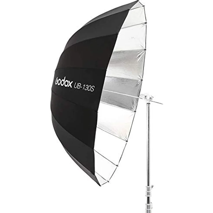 Godox UB-130S Parabolischer Innenschirm mit Reflektor-Regenschirm, Studio-Licht, 130 cm, silberfarben – Bild 2