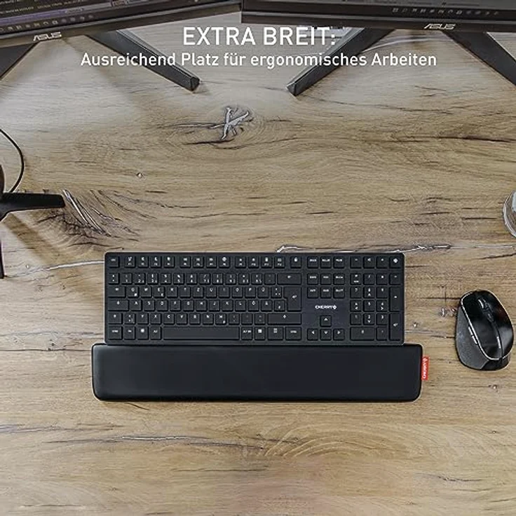 CHERRY PALMREST ERGO, ergonomische Handballenauflage, kompatibel mit jeder Tastatur, ausziehbare Füße, 3 verschiedene Neigungswinkel, extrabreit, schwarz – Bild 5