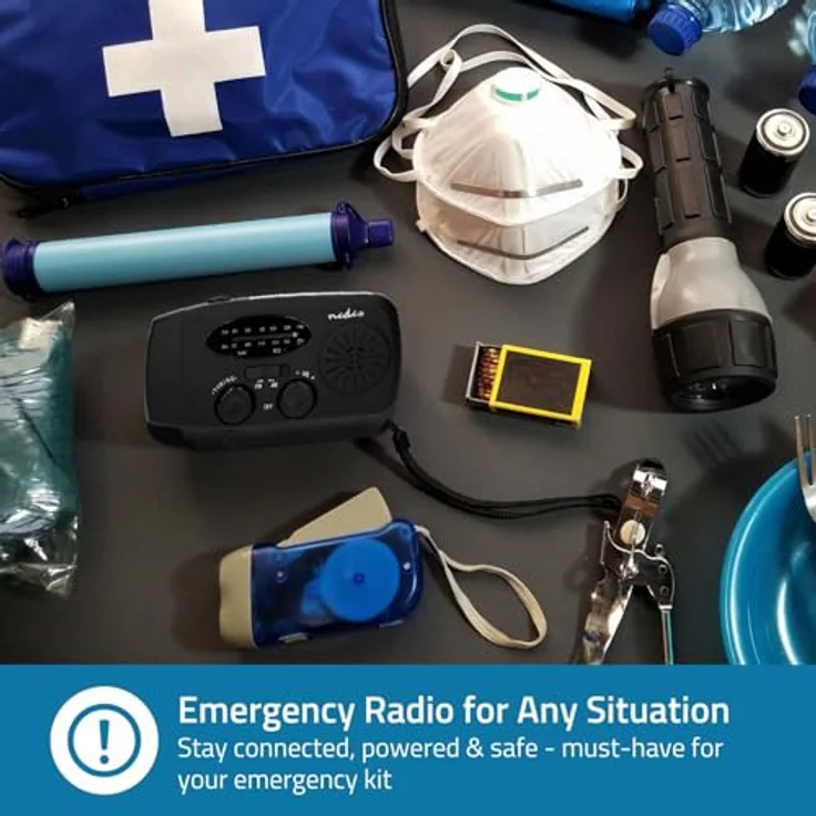 Nedis Notfallradio AM/FM, tragbares Akku-Radio mit Powerbank-Funktion, Handkurbel und Solarpanel – Bild 11