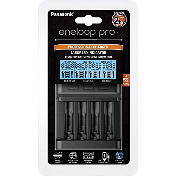 Panasonic eneloop pro, Intelligentes Schnellladegerät mit LCD-Display, für 1-4 Ni-MH Akkus AA-AAA, mit Refresh-Modus – Bild 4