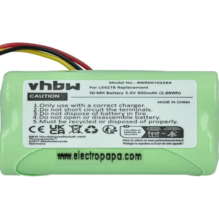 vhbw 10x Akku für Symbol LS4278, Hochleistungs-NiMH, 800 mAh, 3,6 Volt, wiederaufladbar – Bild 5