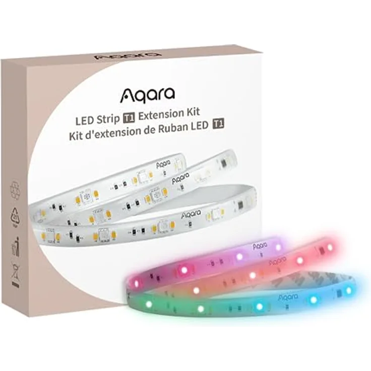 Aqara LED Streifen T1 Erweiterungsset, Erfordert LED Streifen T1 (Separat Erhältlich), 1M RGBIC LED Erweiterung mit 16 Millionen Farben/Einstellbarem Weiß/Farbverlaufseffekten (1 Packung)