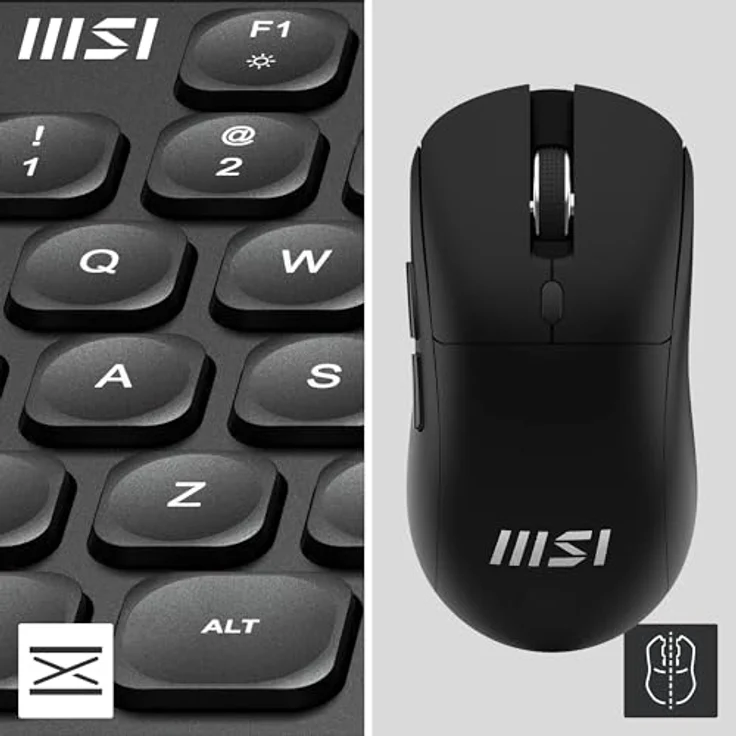 MSI FORGE K210 Combo W, Kabellose Tastatur und Maus mit Scissor-Switches, 2,4-GHz-Funkverbindung, 1600 DPI, Aufladbar, Schwarz – Bild 4
