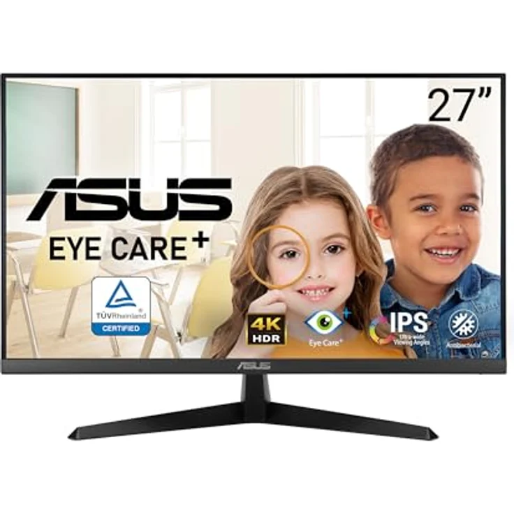 ASUS Eye Care VY27UQ - 27 Zoll 4K UHD Monitor - AdaptiveSync, HDR-10, Eye Care Plus Technik, Speaker, Schwarz – Bild 1
