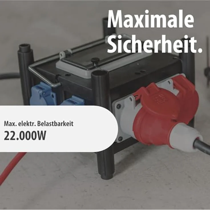 Brennenstuhl Kompakter Gummi-Baustromverteiler BSV 3 IP44 mit FI-Schutzschalter Typ B, 2X CEE 400V/16A, 5X 230V/16A, 2m ölbeständiges RN-Kabel, Made in Germany – Bild 5