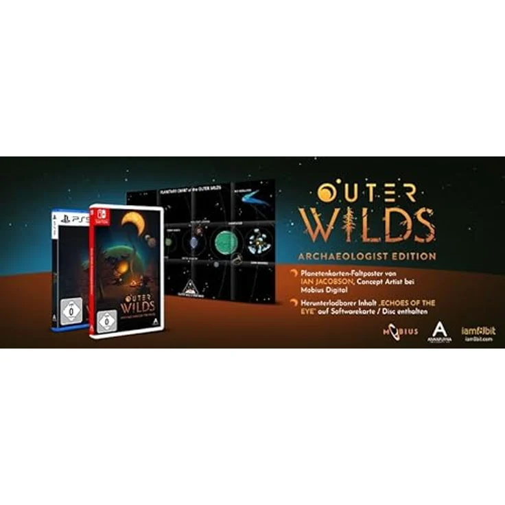 iam8bit Outer Wilds - Archaeologist Edition, Nintendo Switch Game mit Planetenkarten-Faltposter und Erweiterung "Echoes of the Eye" – Bild 2