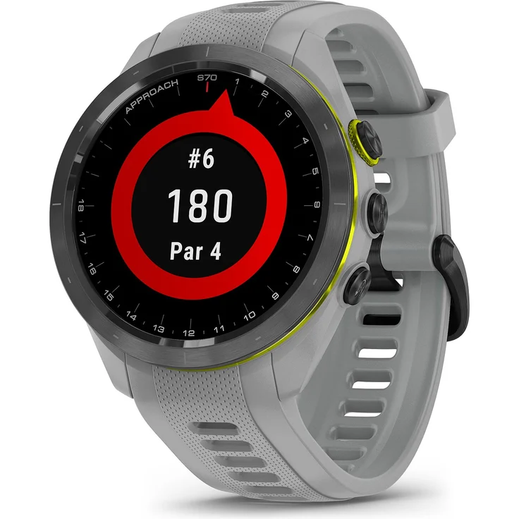 Garmin Approach S70 42mm Pudergrau/Schwarz Keramik + Silikon-Wechselarmband – Bild 1