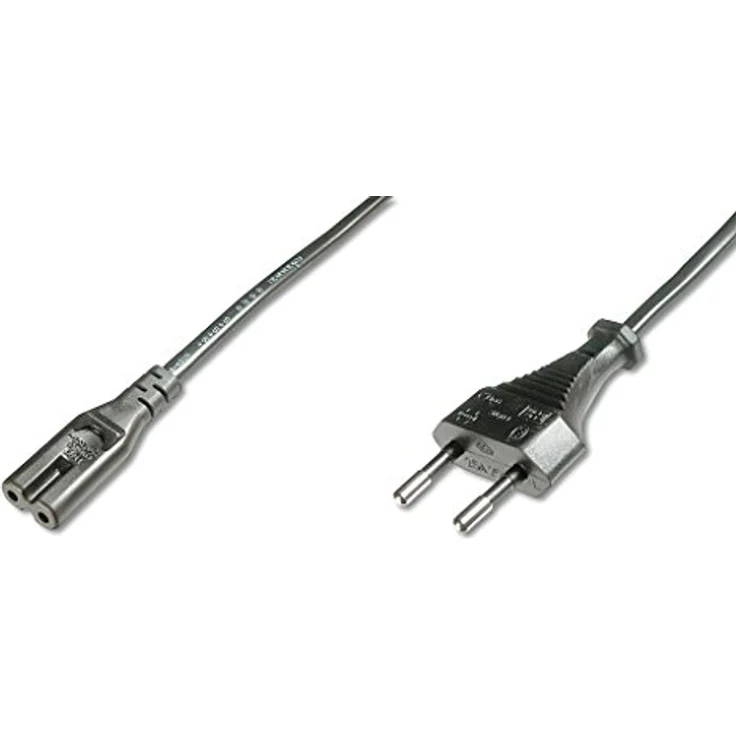 Assmann/Digitus POWER CORD EURO - C7 M/F 1.8M Dieses Netzkabel, auch als Euro 8 Kabel bekannt, dient zum Anschluss von Home Entertainment-Geräten wie z.B. Radio-/Kassettenrekorder an das Hausstromnetz (Steckdose) (AK-440104-018-S) - Preisvergleich – Bild 2