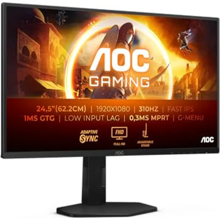 AOC Gaming 25G4SXU, 25 Zoll Full HD Monitor mit 310 Hz, 1 ms Reaktionszeit, FreeSync Premium, G-Sync kompatibel, HDR10, schwarz grau – Bild 1