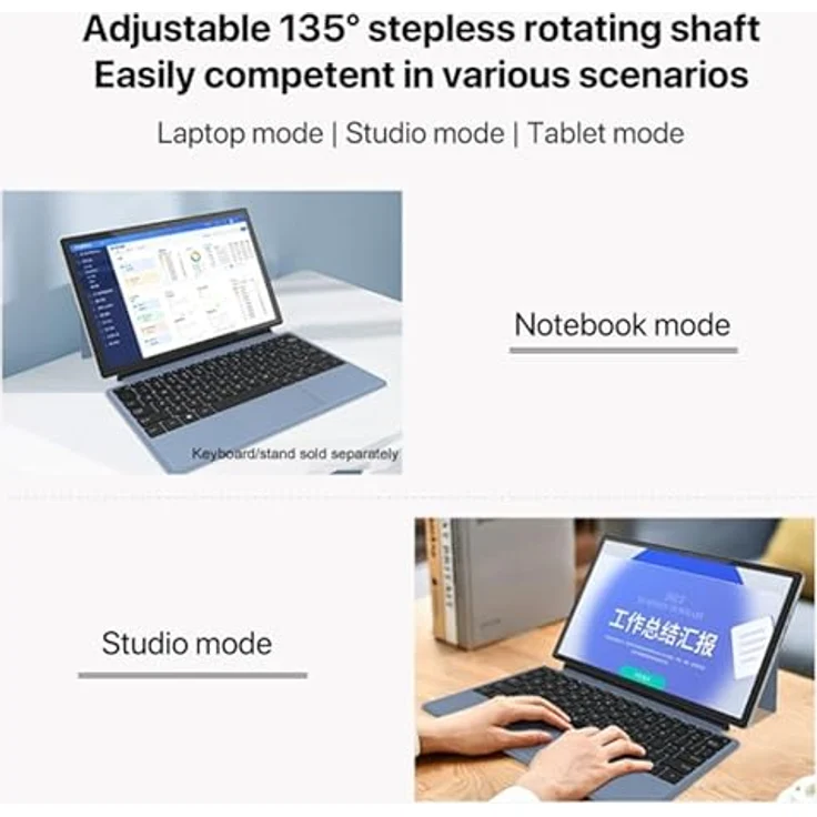 Lipa Jumper V10 Tablet 8-256 GB - Windows Tablet - Windows 11 Home - Alternative Microsoft Surface - 256GB Speicher - SD Anschluss - HD - Micro HDMI - Dual Wifi - 10.1 Zoll - Schwarz – Bild 5