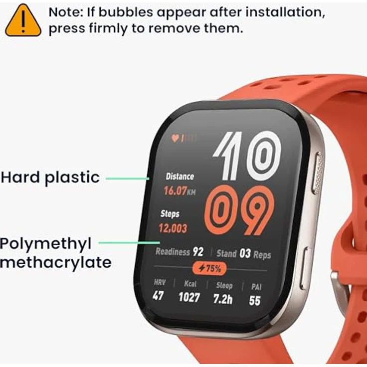 kwmobile 2X Transparente Displayschutzfolie für Amazfit Bip 6 - Robuster, stoßfester Displayschutz mit Anti-Fingerabdruck-Eigenschaft, einfache Installation – Bild 5