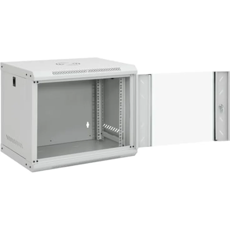 vidaXL 9U Wand Netzwerkschrank, Serverschrank Wandmontage, 19" Rack Server Schrank, Abschließbar, IP20, Schwarz – Bild 2