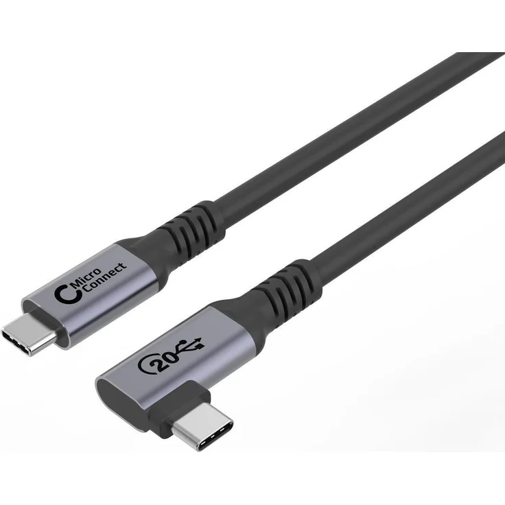 MicroConnect Premium USB-C Kabel 5m, 20Gbps, 100W, USB 3.2 Gen 2x2, abgewinkelt, schwarz