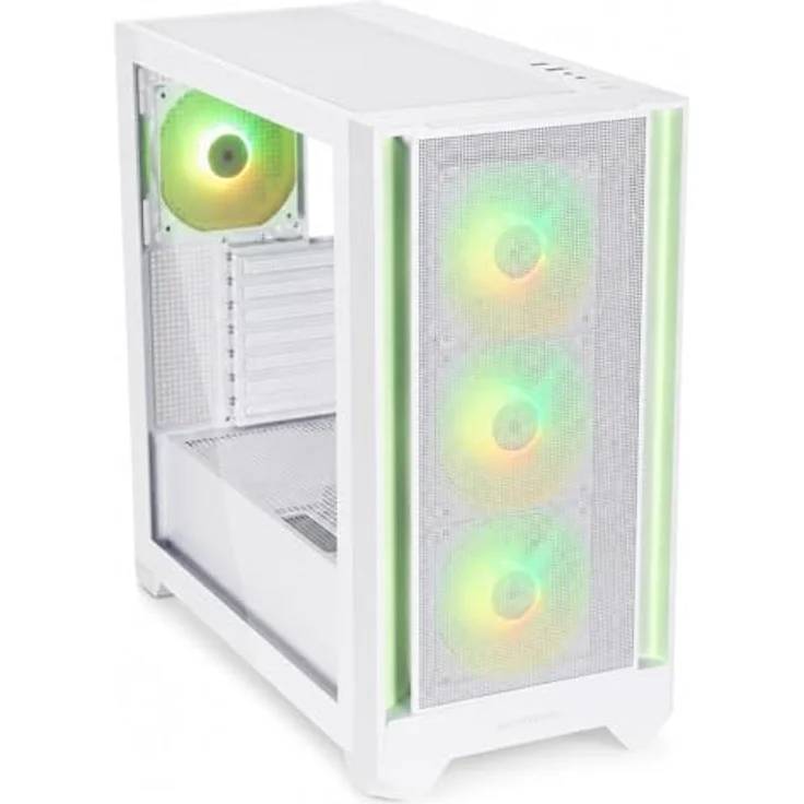 SILENTWARE Flow 110 White A-RGB Midi Tower PC-Gehäuse, 4x 120mm A-RGB Lüfter, Glas-Seitenfenster, Meshfront, GPU bis 380mm, ATX/mATX/ITX – Bild 1