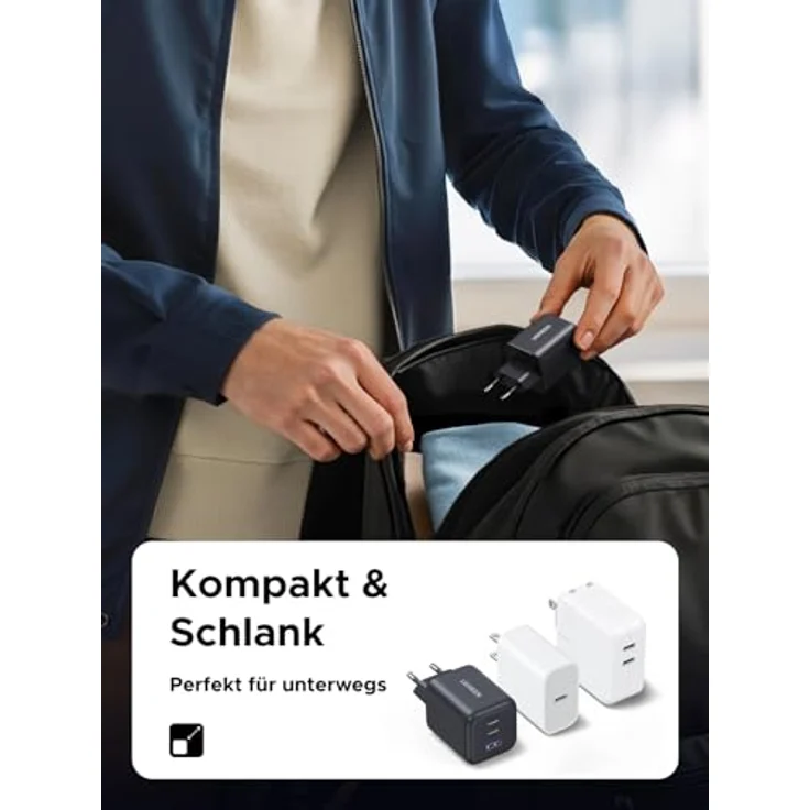 UGREEN 45W USB C Ladegerät 3-Port PPS Schnellladegerät, kompakt und leistungsstark für Galaxy S25 Ultra, iPhone 17 Pro Max, MacBook Air, mit GaN Technologie und umfassendem Ladeschutz – Bild 5
