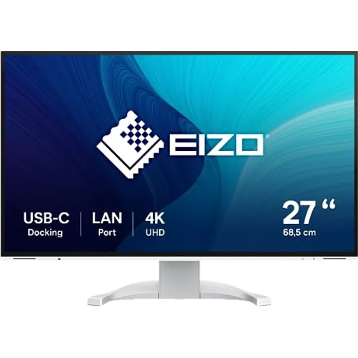 EIZO FlexScan EV2740X-WT 68,5 cm (27 Zoll) Monitor (USB-C (94W PD), DisplayPort, HDMI, USB-Hub, RJ-45 LAN, KVM Switch, 5 ms Reaktionszeit, 3840 x 2160 (4K UHD)) weiß – Bild 1