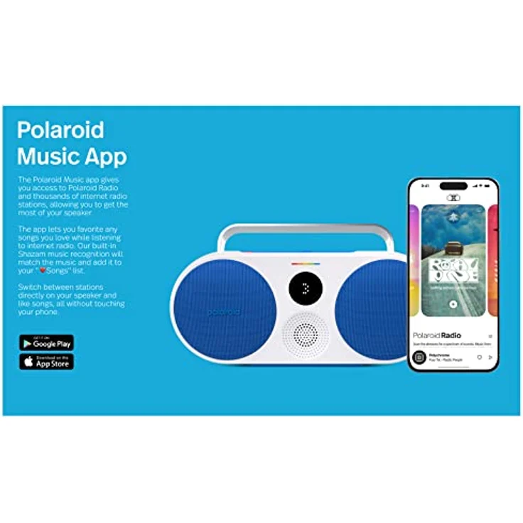 Polaroid P3 Music Player (Red) - Retro-Futuristic Boombox Wireless Bluetooth Speaker Rechargeable with Dual Stereo Pairing – Bild 5