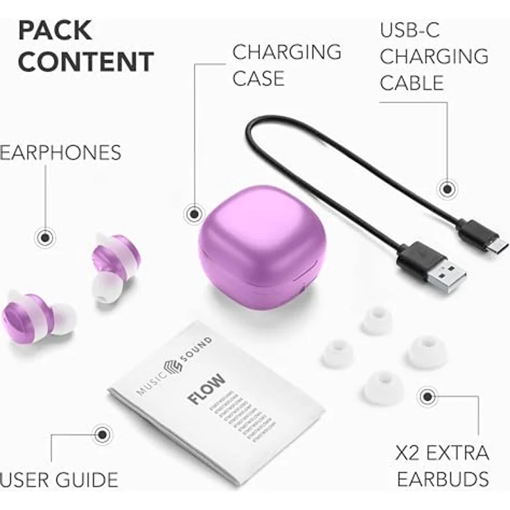 Music Sound Flow Kabelloses In-Ear-Bluetooth-Headset - Spielzeit 25 Stunden - Lila – Bild 4