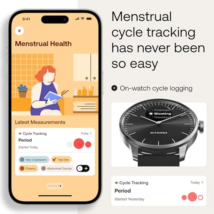WITHINGS ScanWatch Light – Hybrid Smartwatch, 24/7 Herzüberwachung, Aktivitätstracking, Zyklusverfolgung, Schlafüberwachung, Connected GPS, 30 Tage Akkulaufzeit, Android & Apple kompatibel, Schwarz – Bild 4