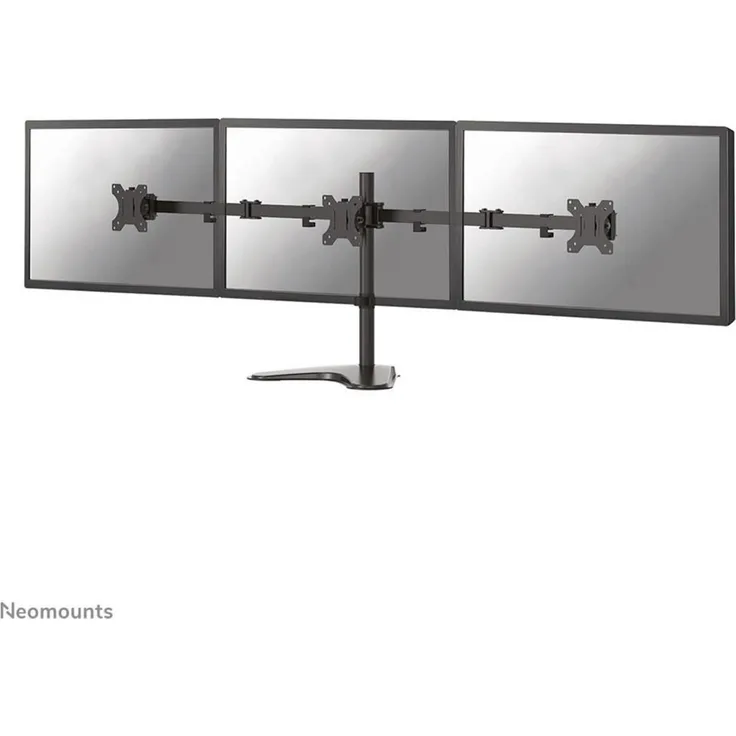 Neomounts FPMA-D550DD3BLACK, Tischständer für 3 Monitore bis 27 Zoll mit Neige-, Dreh- und Schwenkfunktion, Schwarz